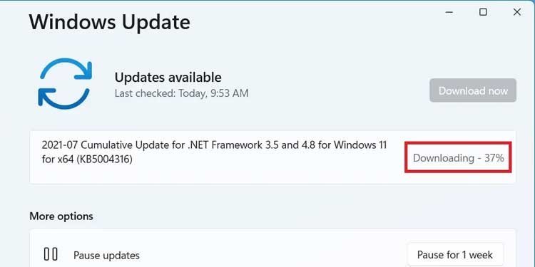Descarga de actualización de Windows 11