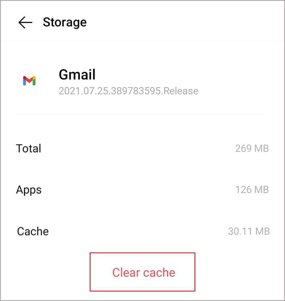 Borrar caché de Gmail