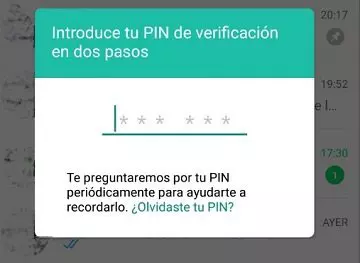 PIN de verificación de WhatsApp