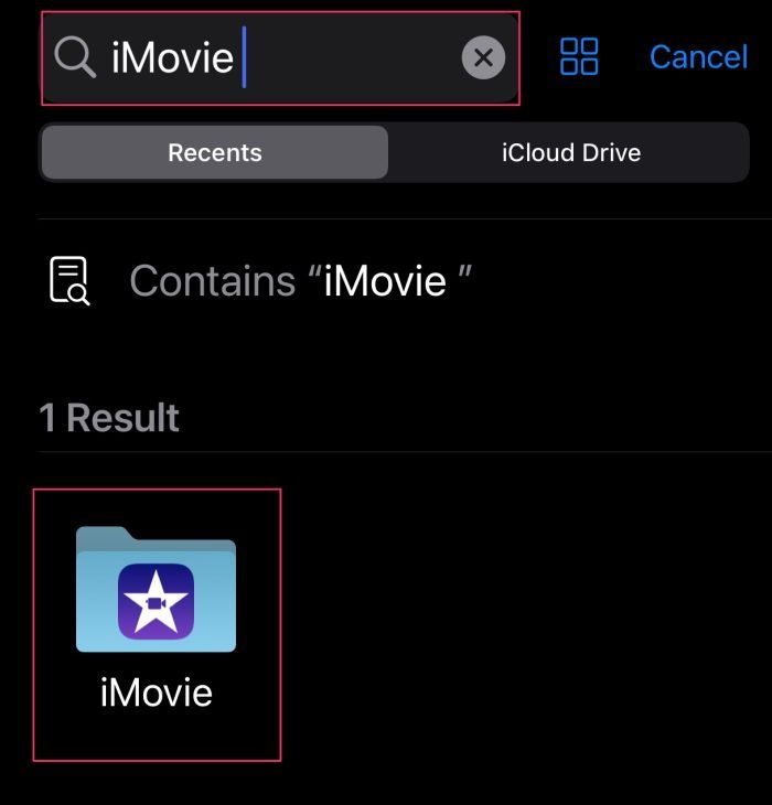iMovie en la aplicación Archivos