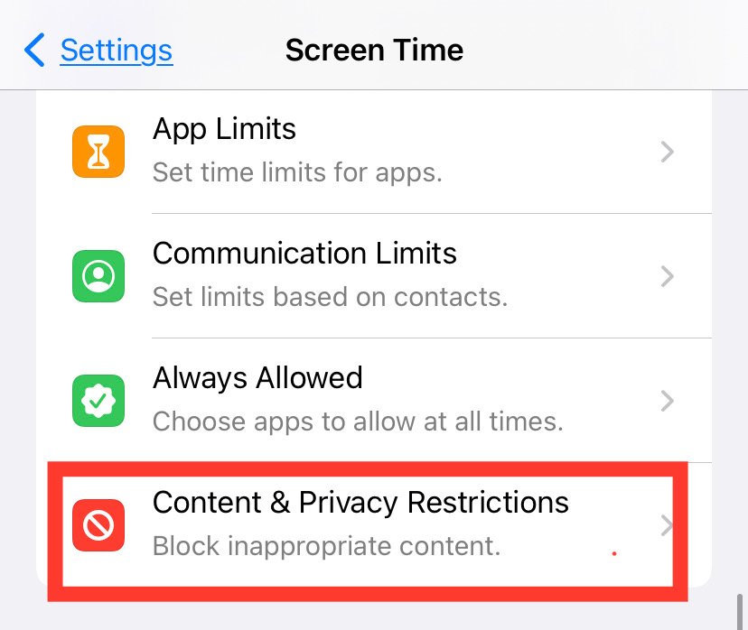 Restricciones de contenido y privacidad