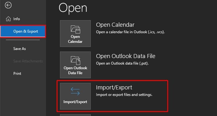 Exportar archivos desde Outlook