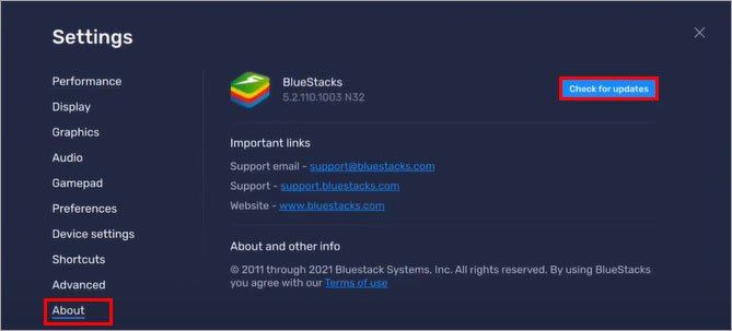 BlueStacks buscará actualizaciones