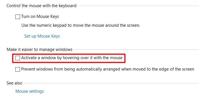Configuración de fácil acceso del mouse