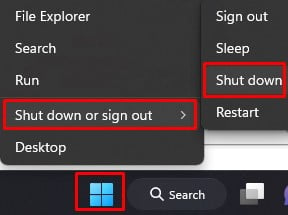 Haga clic derecho en el menú de inicio y reinicie la computadora portátil Dell