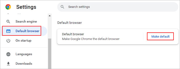 Establezca Chrome como el navegador predeterminado con la configuración de Chrome
