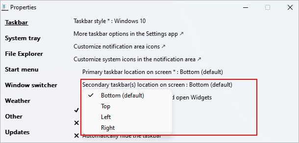 Establecer-secundaria-pantalla-barra-de-tareas-ubicación-Windows-11