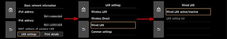 Configuración de LAN en la impresora Canon