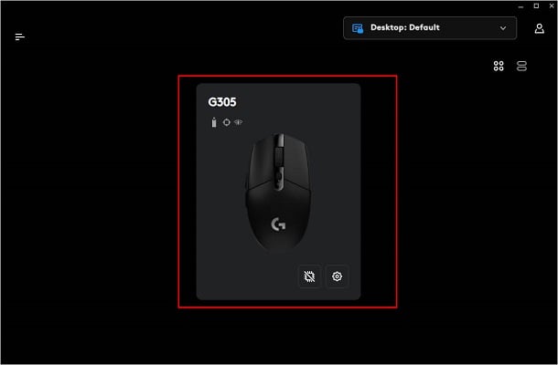 Seleccione el mouse en G Hub