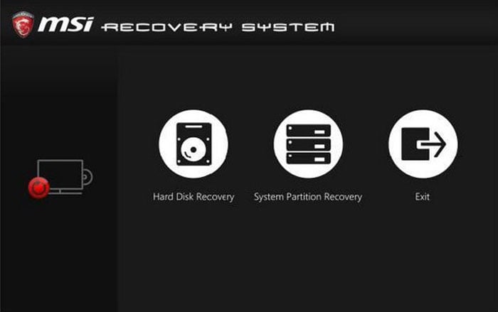 msi disco duro recuperación restaurar partición del sistema