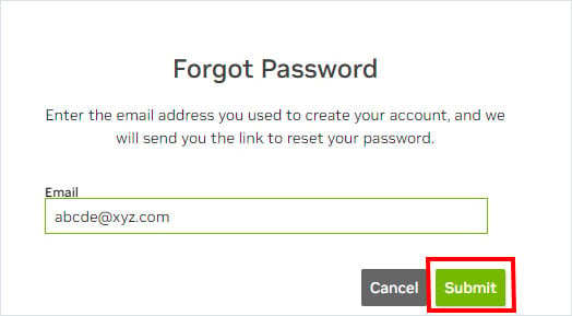 La dirección de correo electrónico de la cuenta de usuario de NVIDIA está bloqueada