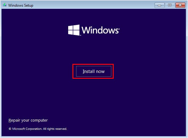 Ahora instale la configuración de Windows