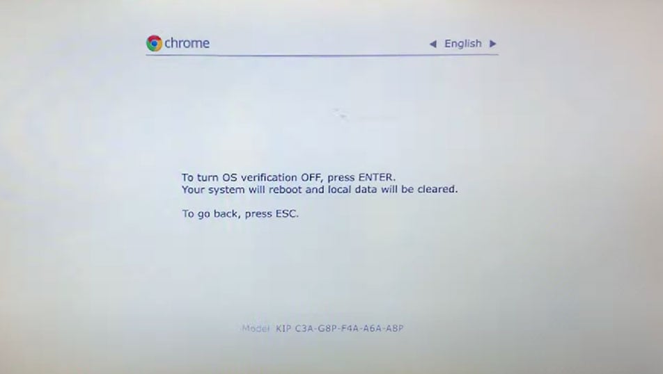 Desactivar mensaje de confirmación para Chromeos OS