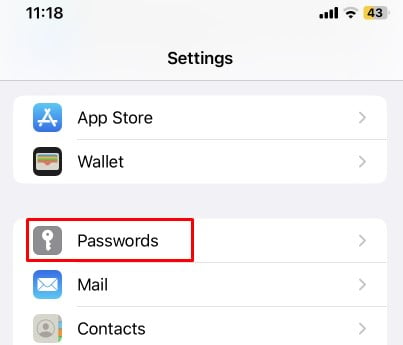 open passwords ios setting