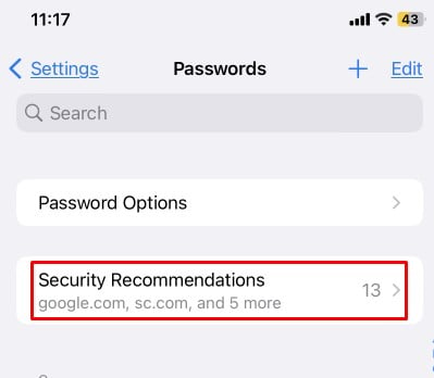 security recommendation phone settings