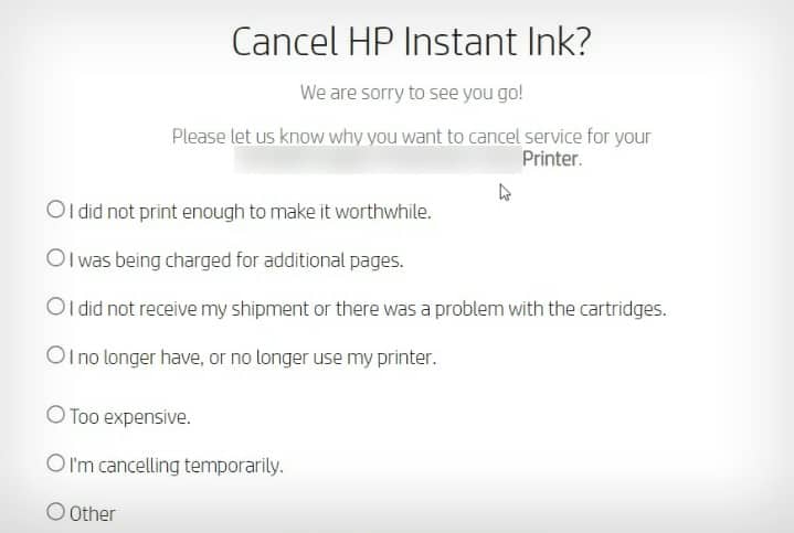 provide-reason-for-canceling-hp-instant-ink