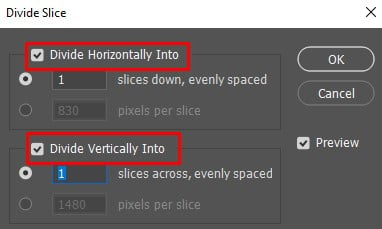 divide horizontally and vertically into