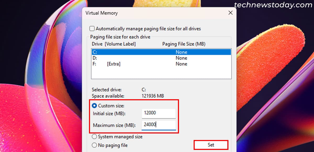 virtual-memory-custom-size-initial-max-set